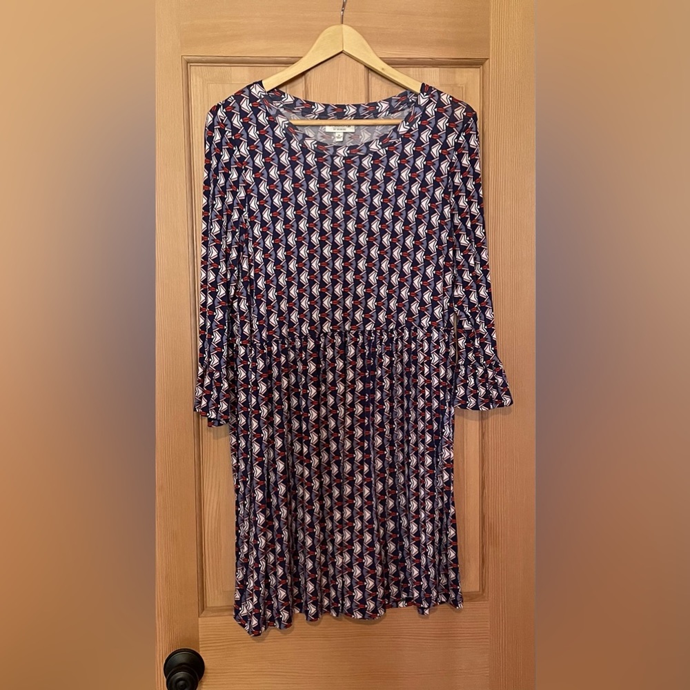 Bobeau fit and flare patterned dress